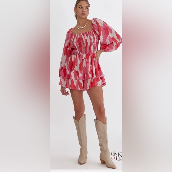 Entro Joni Tiered Long Sleeve Romper. Size M EUC. - Picture 1 of 16